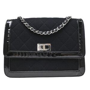 Chanel Reissue Flap Quilted Jersey With Patent Black Canvas Shoulder Bag Bag